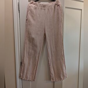 Pistache Blush Linen Pull on Pants,L
